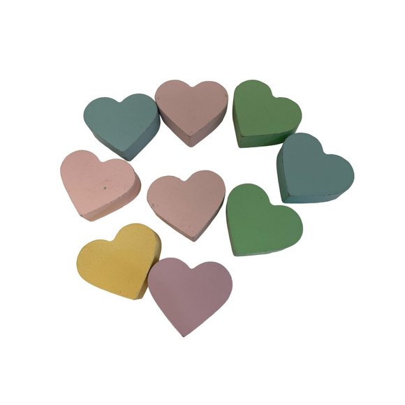 Valentines 9 Mini Wood Candy Conversation Hearts in Jar Decor Sweetheart Ornamen - Picture 6 of 10